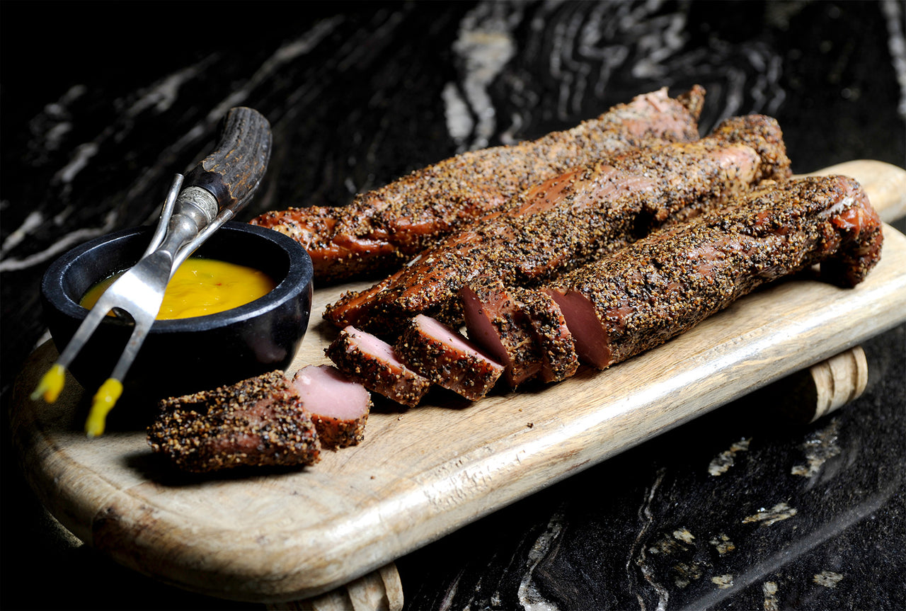Peppered Pork Tenderloin 1 lb & 16 oz jar of Jalapeno Honey Mustard